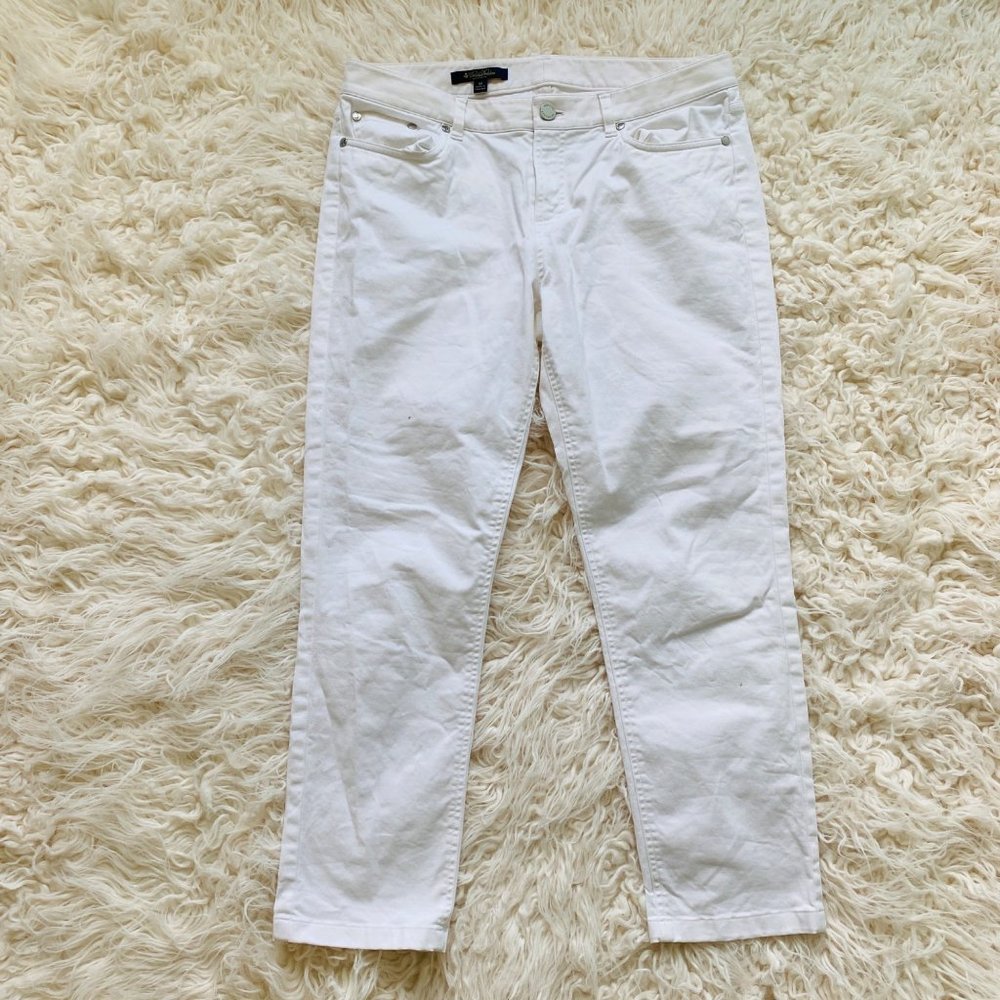 Brooks Brothers Jeans Pants Womens 10 Natalie Fit Ankle White Stretch Pockets